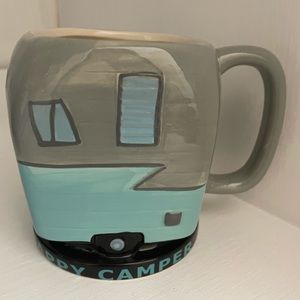 Big Mouth Happy Camper RV Travel Trailer Shaped 16oz Coffee Mug Retro Flamingo
